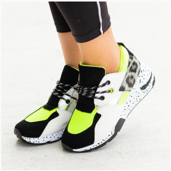 SIZE 6 & 7 LEFT !! "Melrose" Sneakers - Neon Green - Picture 2 of 3